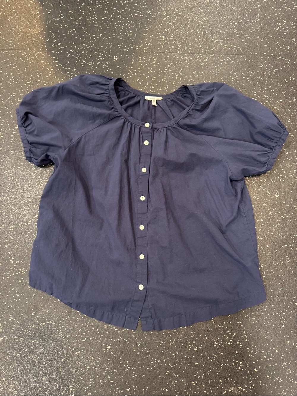 Maurices Navy Blue Button-Front Short Sleeve Blouse